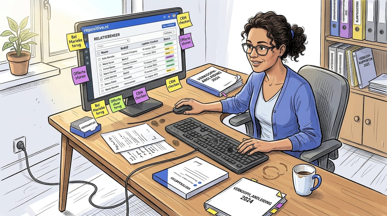 Een sales specialist die het CRM-systeem en de klantsegmentatie grondig onder de loep neemt.