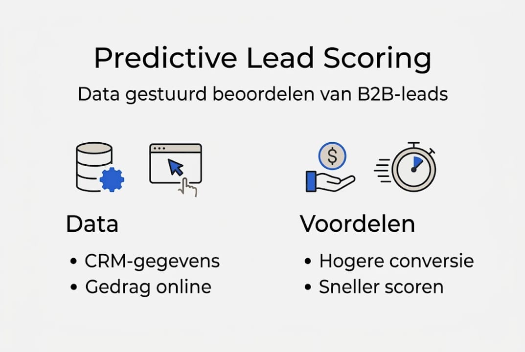 Overzicht: Predictive lead scoring uitgelegd – voordelen en gebruikte databronnen