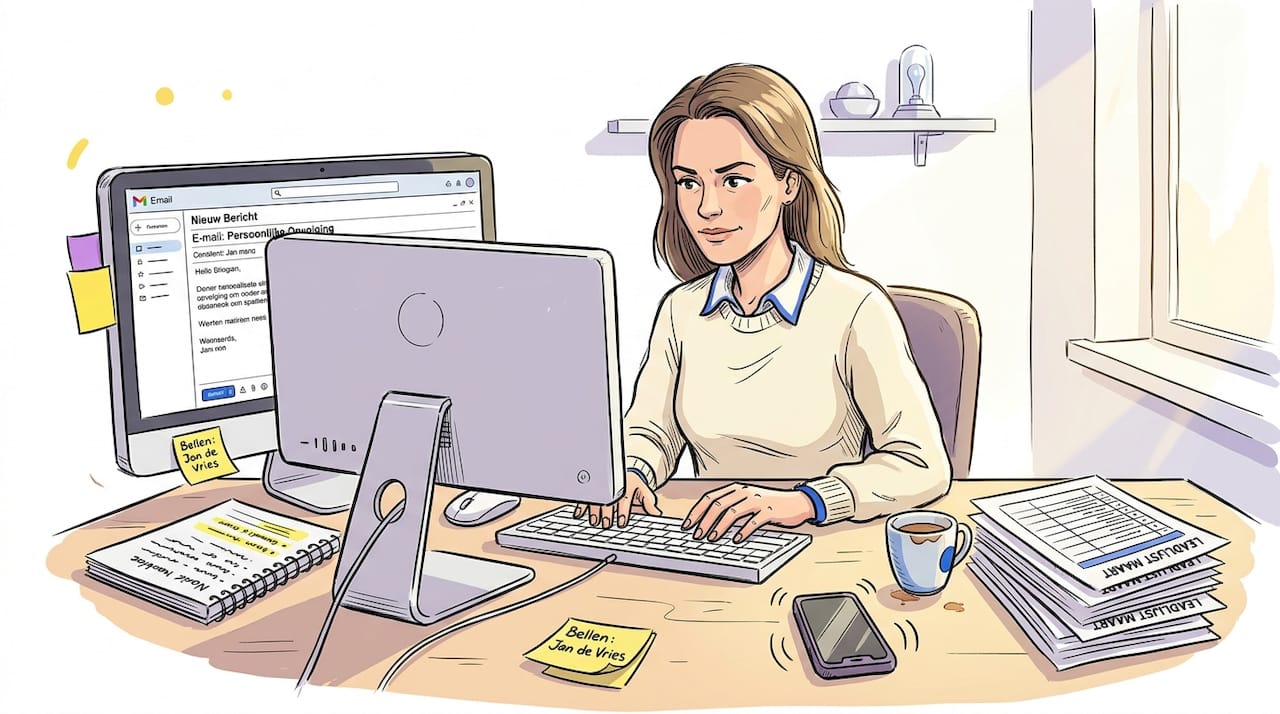 De verkoper stuurt een persoonlijke follow-up per e-mail.