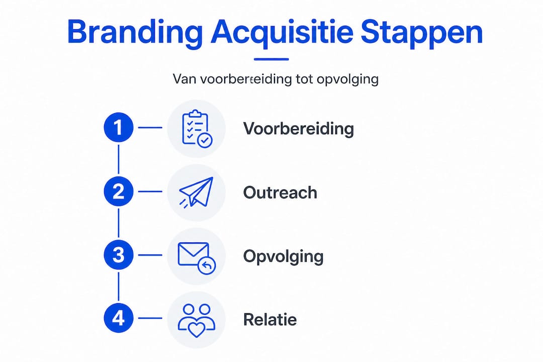 Overzicht: stappenplan voor branding en acquisitie in een infographic