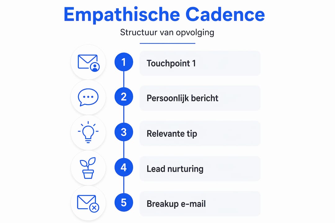 Infographic met het stappenplan voor B2B opvolging en het ideale ritme daarbij