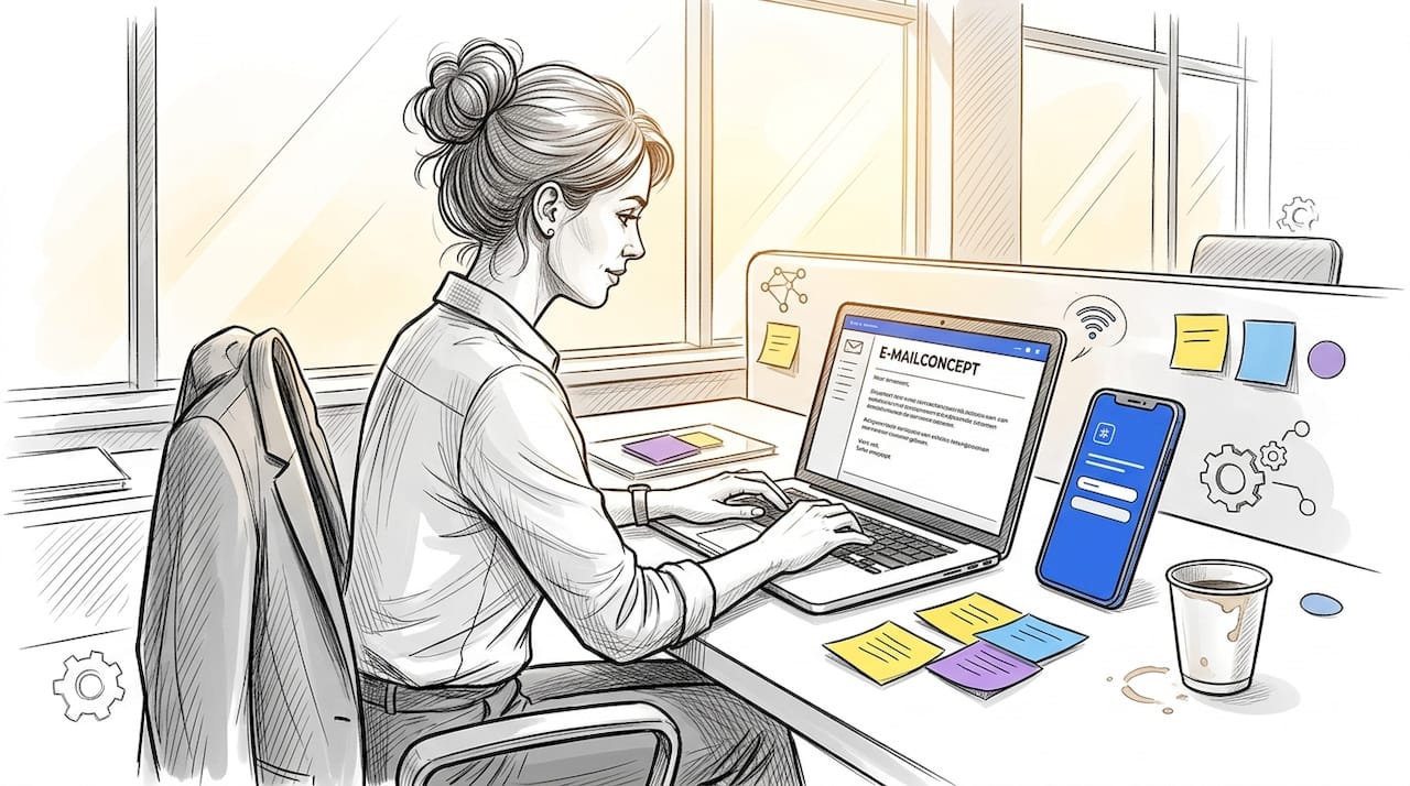 Vrouw stelt een multichannel e-mail op om verschillende doelgroepen te bereiken