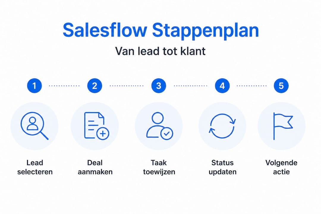 Infographic: het verkoopproces in stappen – van eerste contact tot trouwe klant