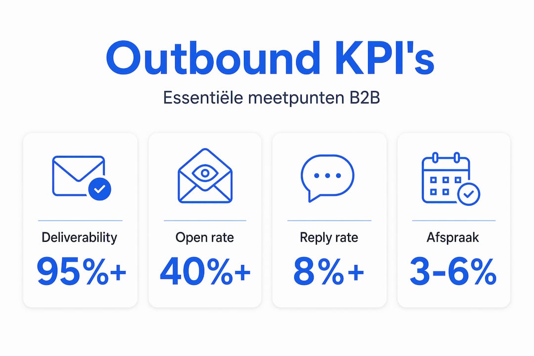 In deze infographic vind je de belangrijkste KPI’s voor outbound B2B op een rij.