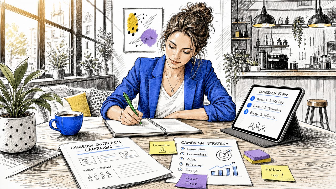 Vrouw stelt strategie op voor LinkedIn-campagne