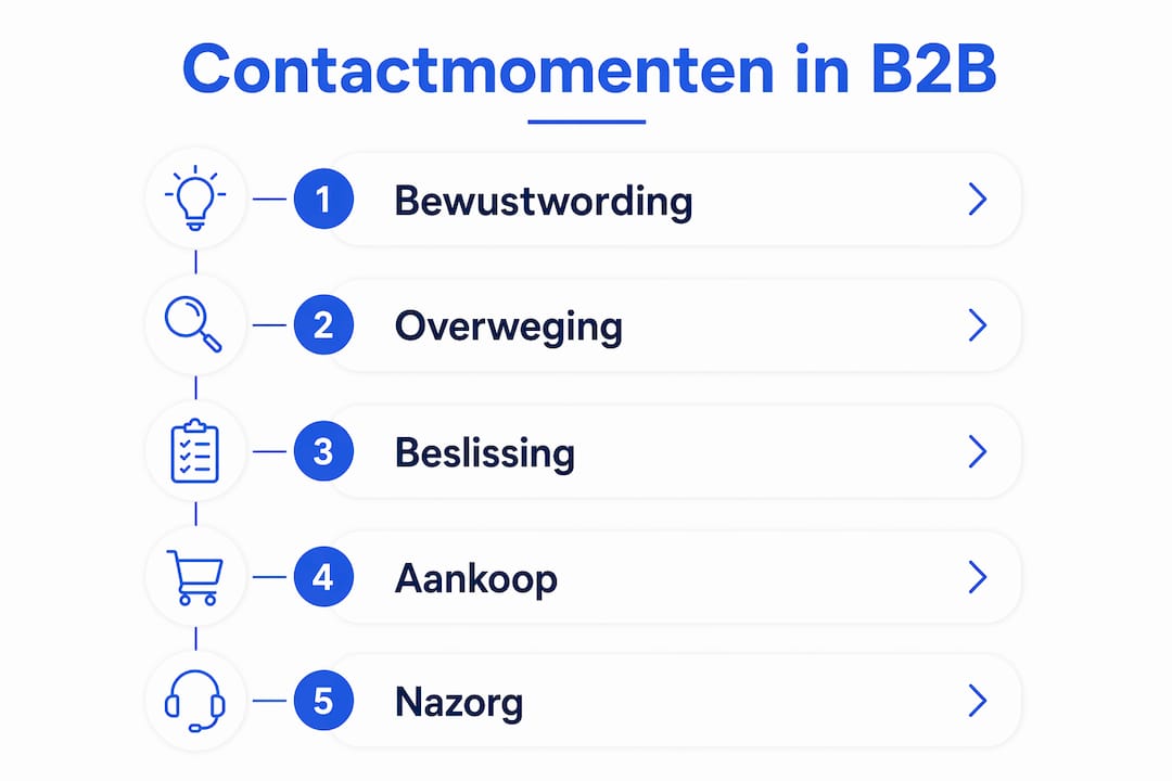 Infographic: de verschillende fasen van B2B-contactmomenten in kaart gebracht