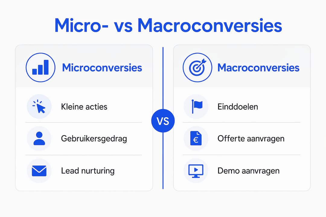 In deze infographic worden micro- en macroconversies overzichtelijk met elkaar vergeleken.