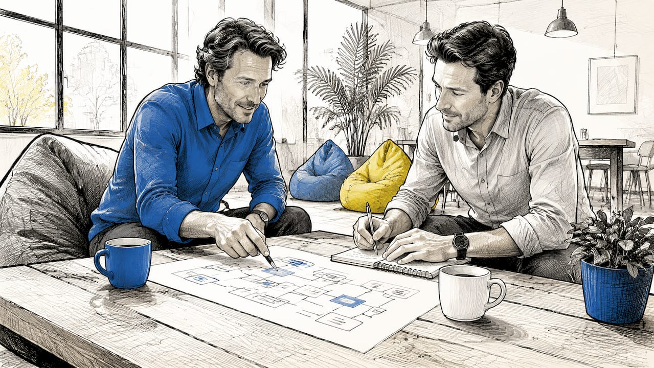 Teamleden overleggen over het proces van intentieherkenning