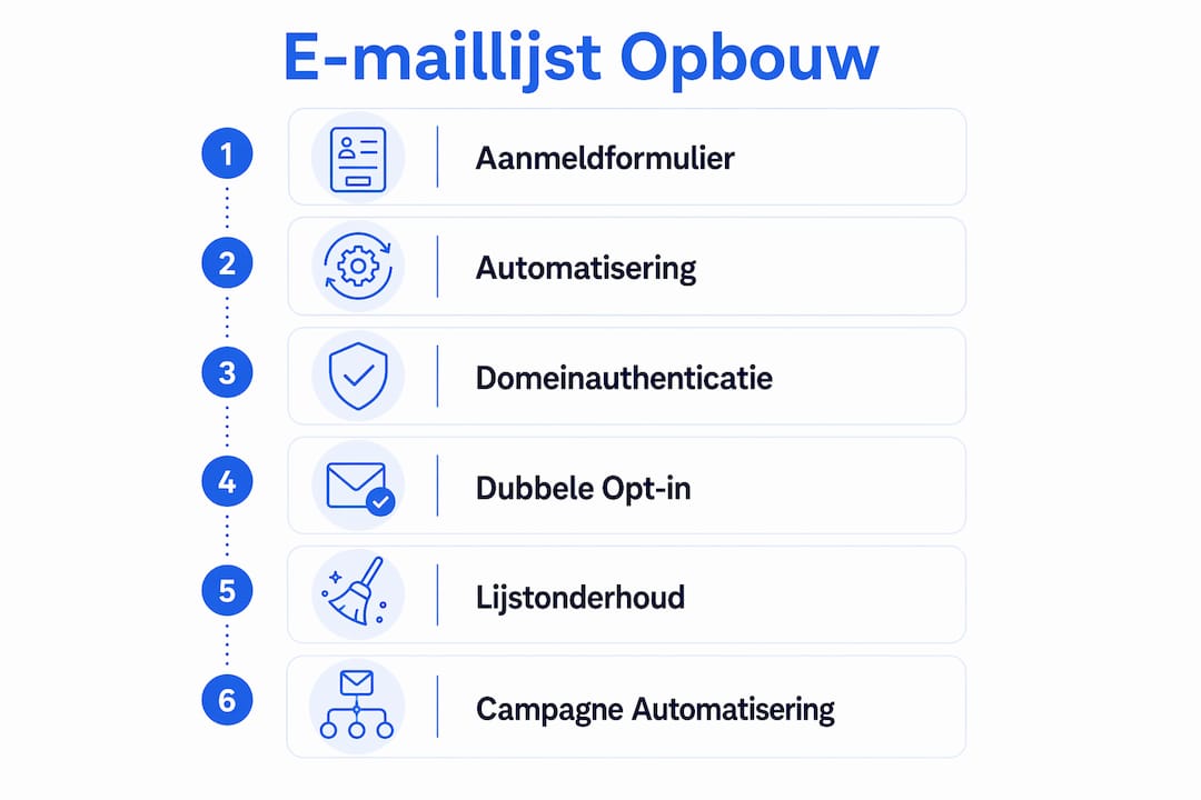 Infographic: in vijf stappen je eigen e-maillijst opbouwen