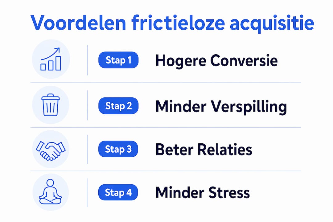 Infographic: een overzichtelijk verticaal schema met de voordelen van een soepele acquisitie zonder obstakels