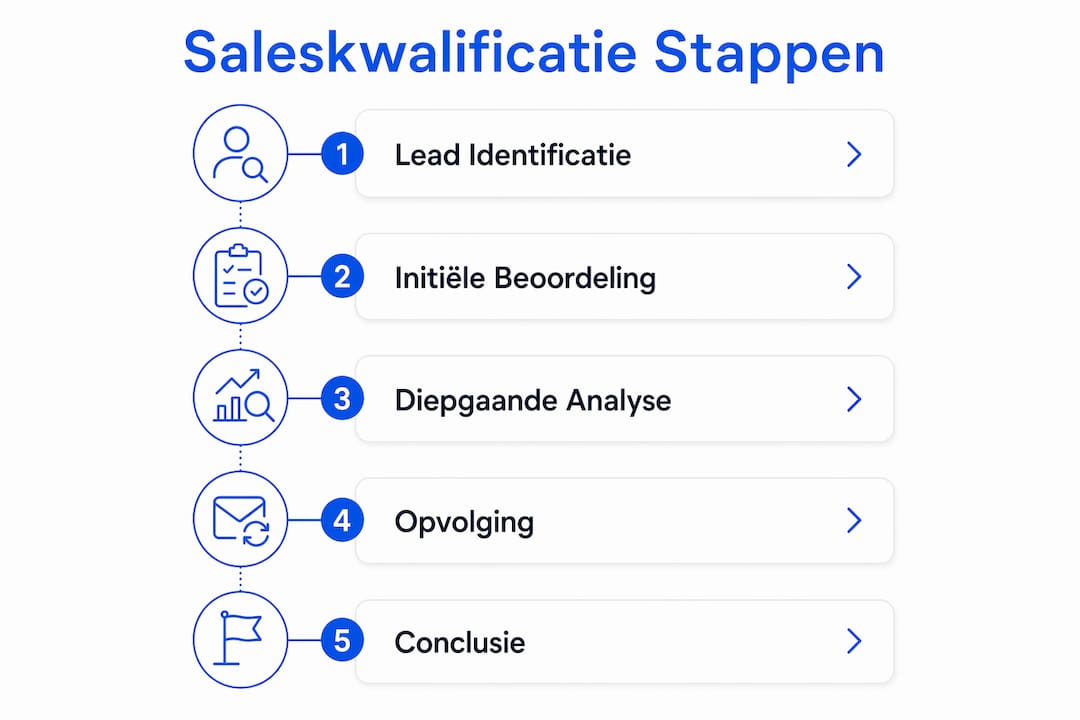 Overzichtelijke infographic: de vijf essentiële stappen van het saleskwalificatieproces