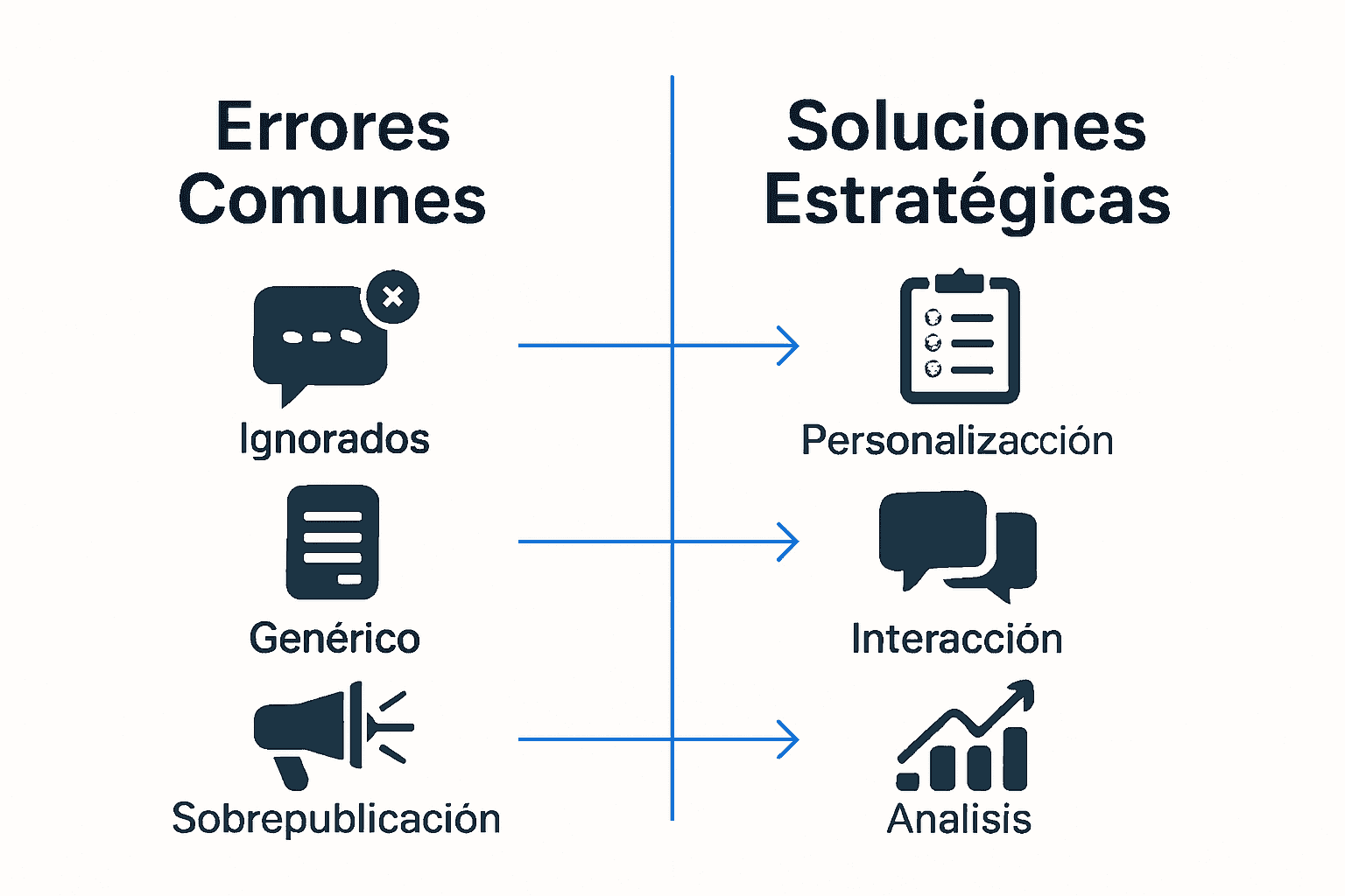 Infografía sobre errores comunes y soluciones en redes sociales