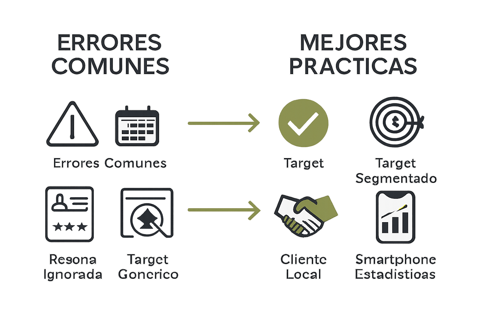 Infografía sobre errores comunes y mejores prácticas en marketing local digital