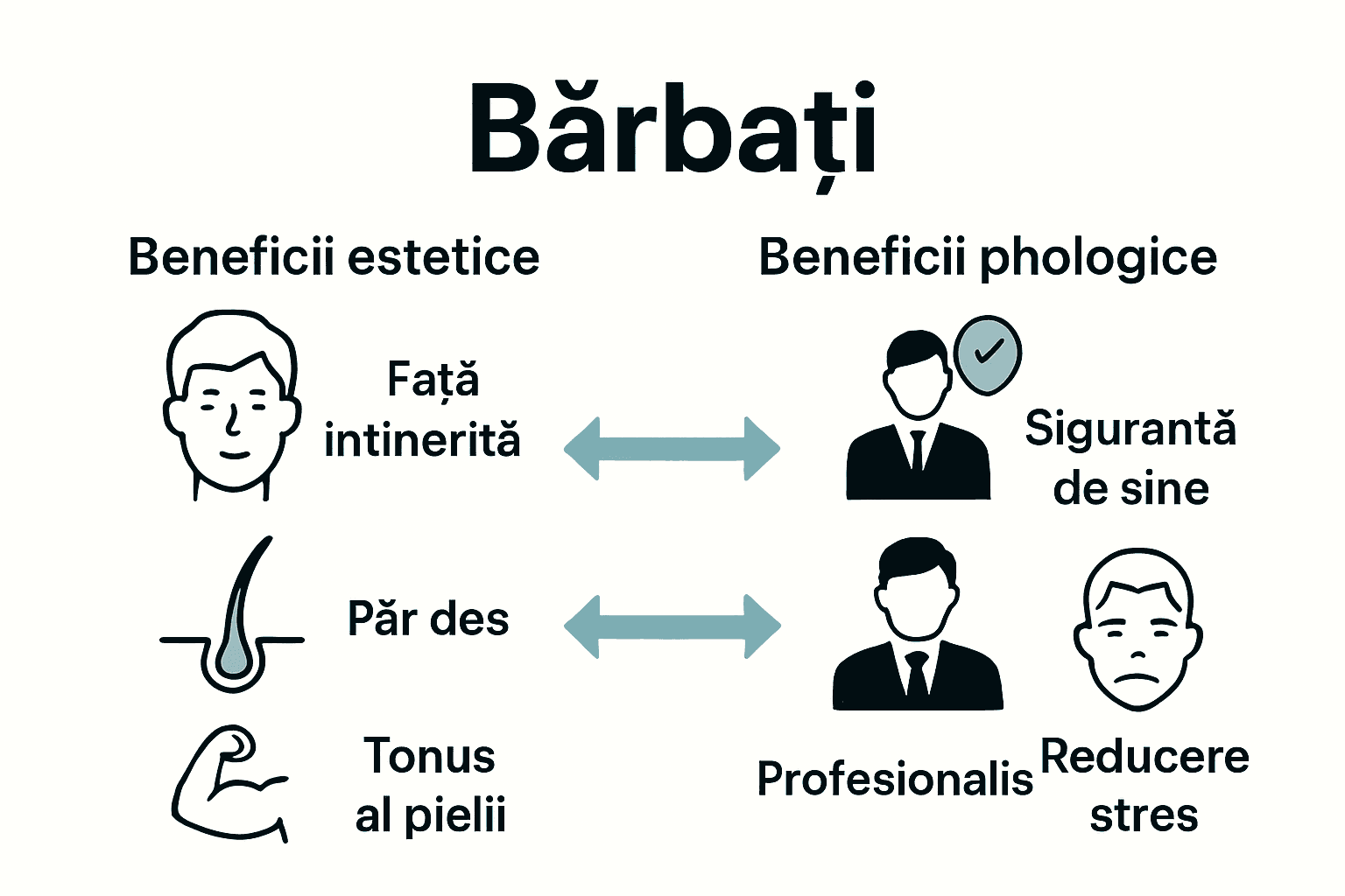 Infografic beneficii estetice și psihologice bărbați