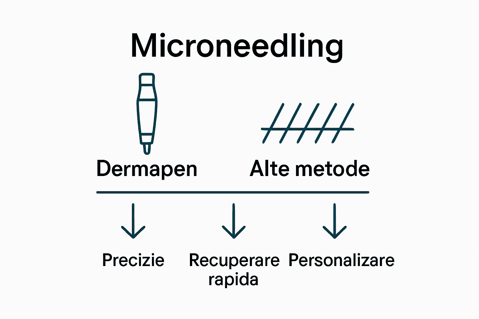 Infografic comparație Dermapen și microneedling clasic