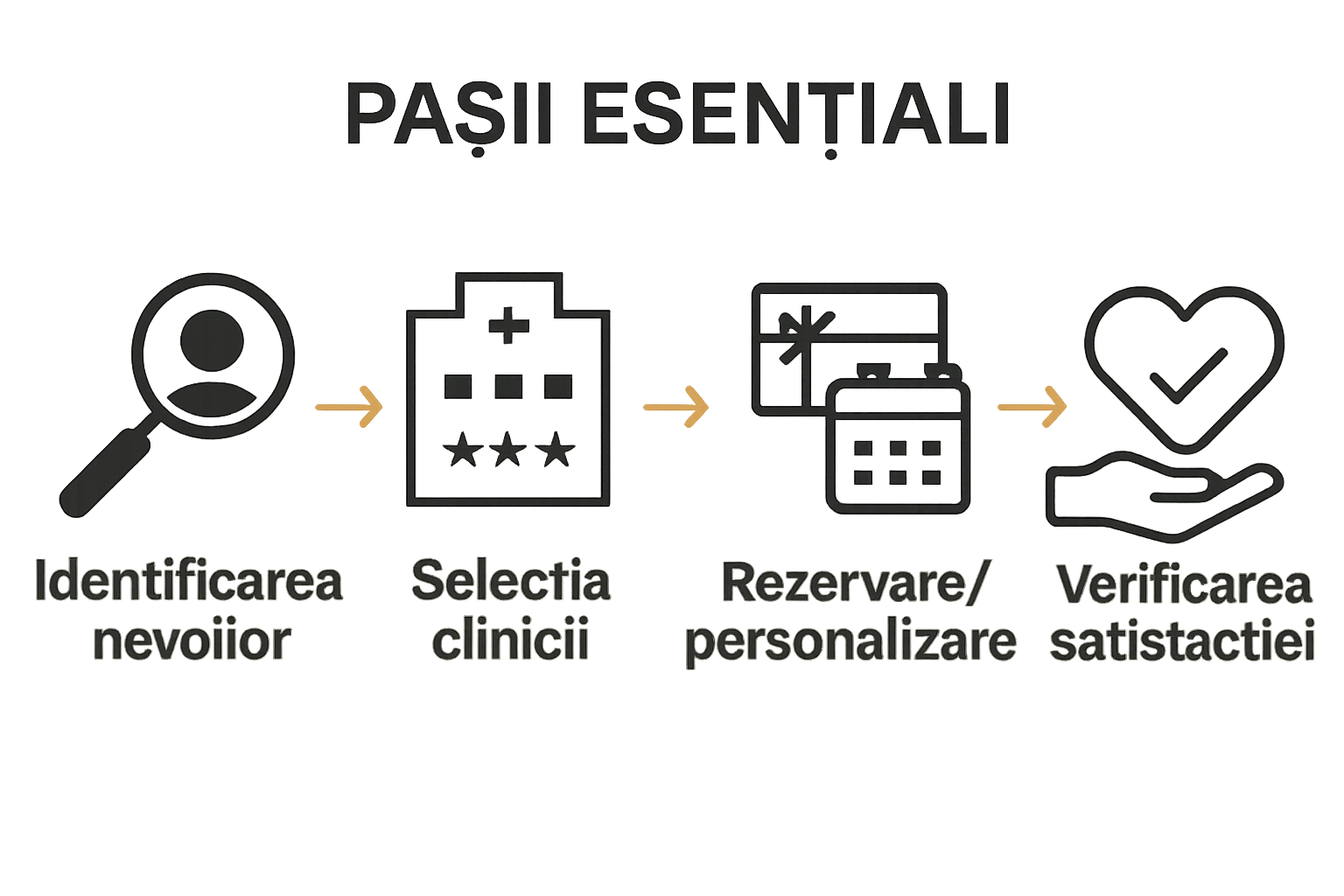 Pașii principali pentru a oferi un tratament estetic surpriză, ilustrați vizual.