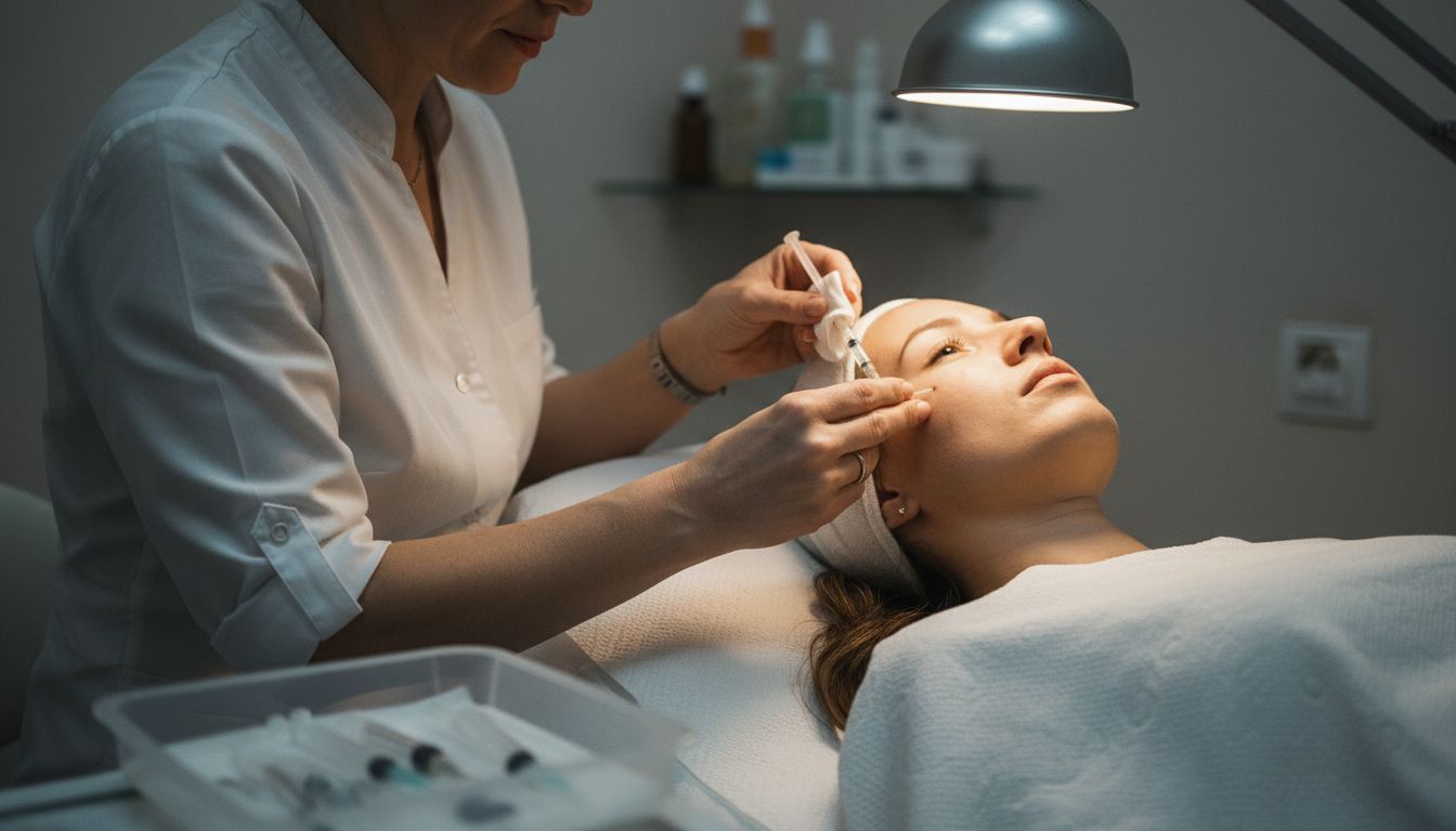 Administering mezotherapy facial treatment