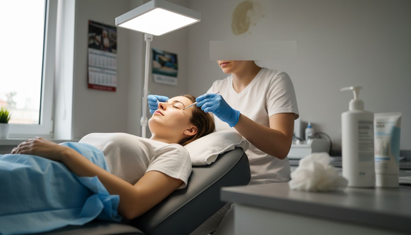 Hyaluronic acid skin treatment in clinic