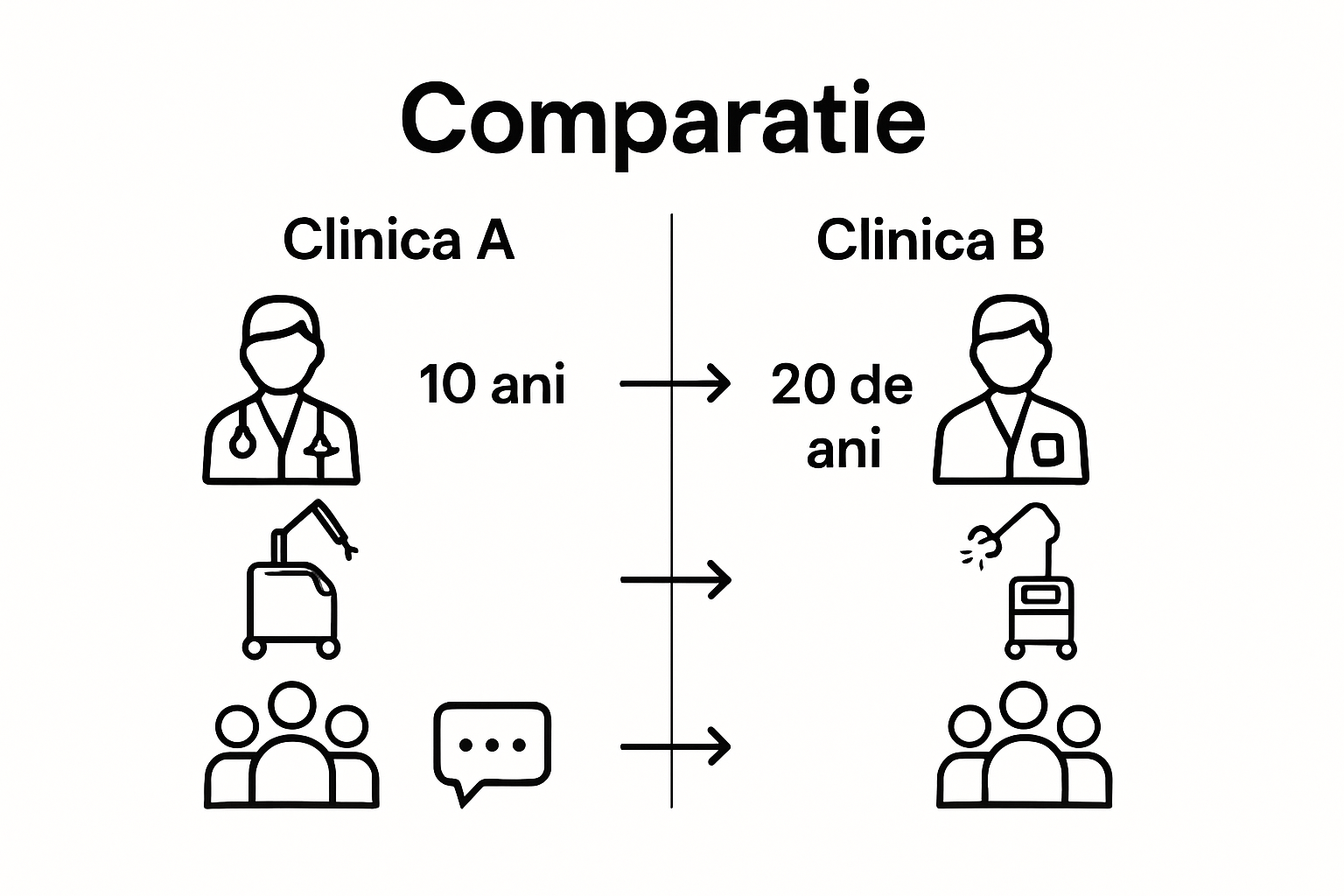 Infografic comparativ al serviciilor oferite de clinici