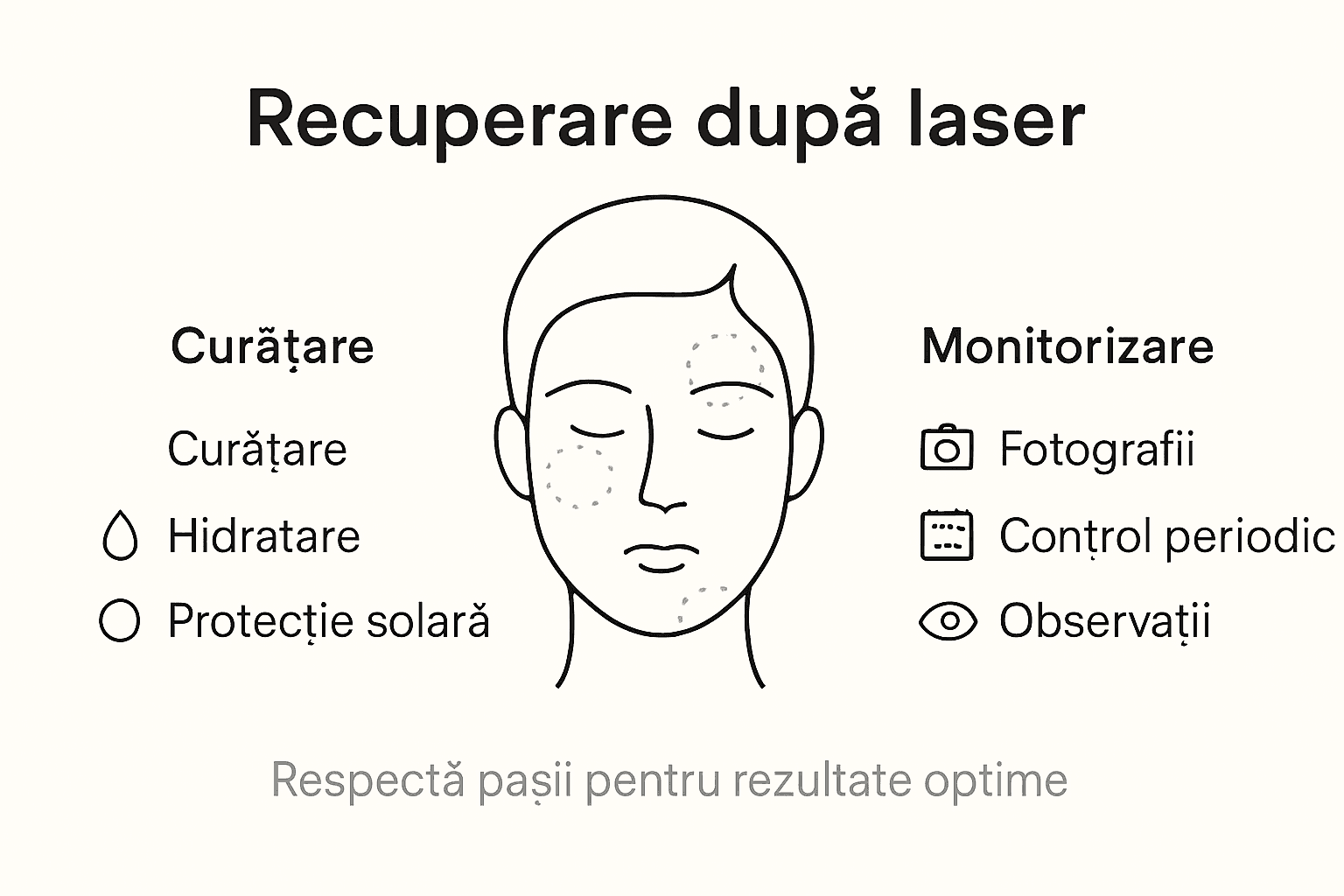 Infografic: etapele de urmărire și recuperare după tratamentul cu laser