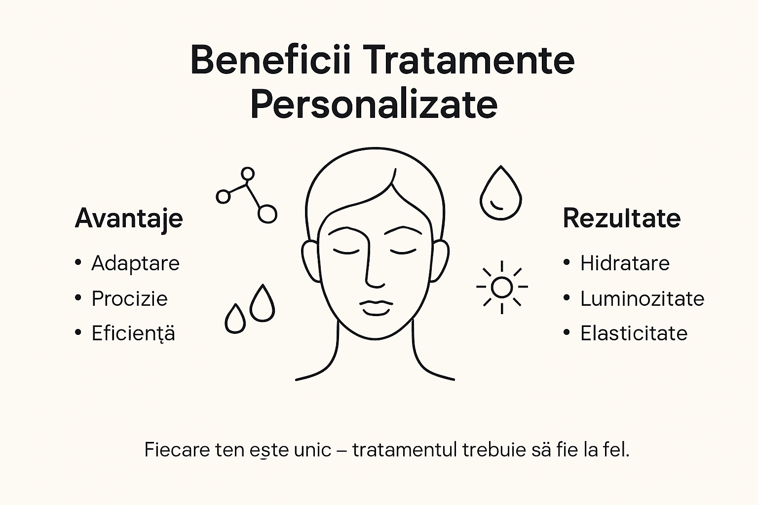 Infografic cu principalele avantaje ale unei rutine de îngrijire personalizate pentru ten