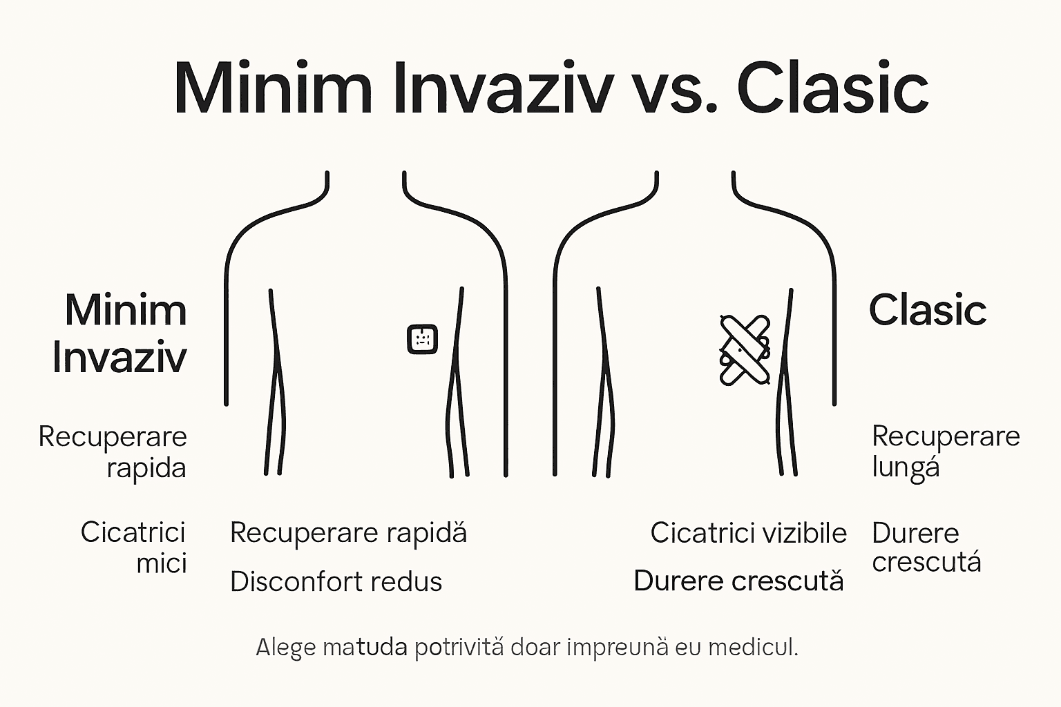 Infografic: diferențele dintre tratamentele minim invazive și cele tradiționale