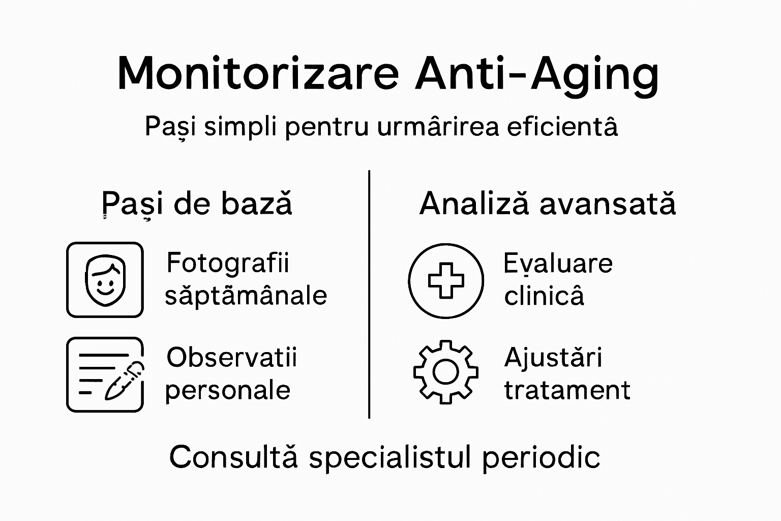 Infografic pentru urmărirea progresului tratamentelor anti-îmbătrânire