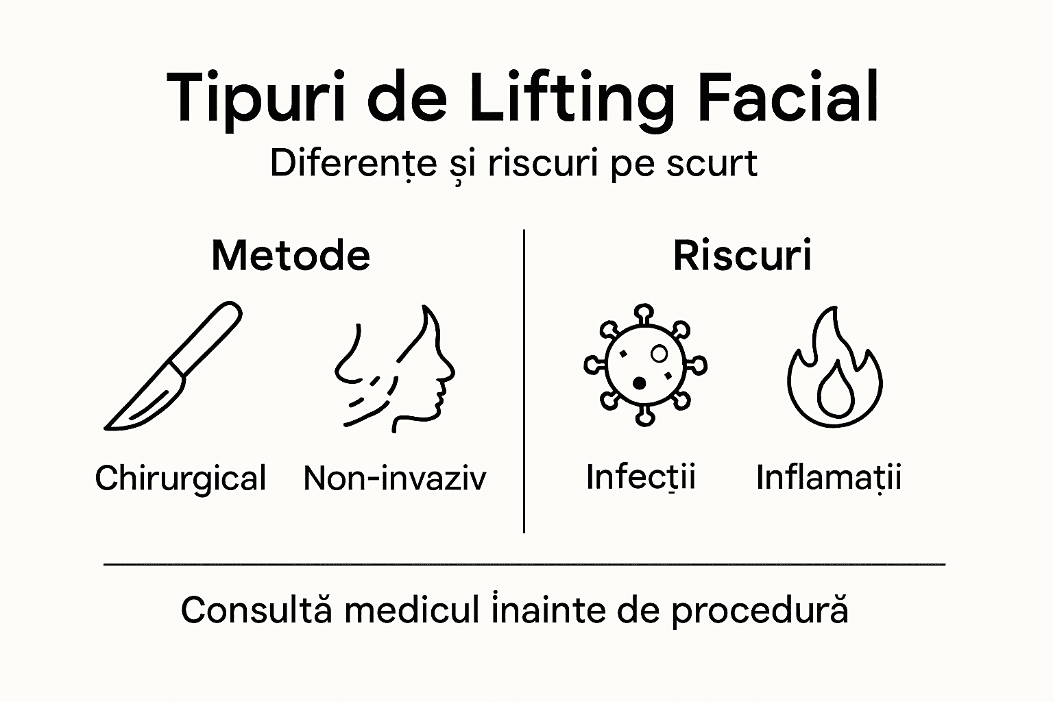 Infografic: metode de lifting facial și posibile riscuri asociate