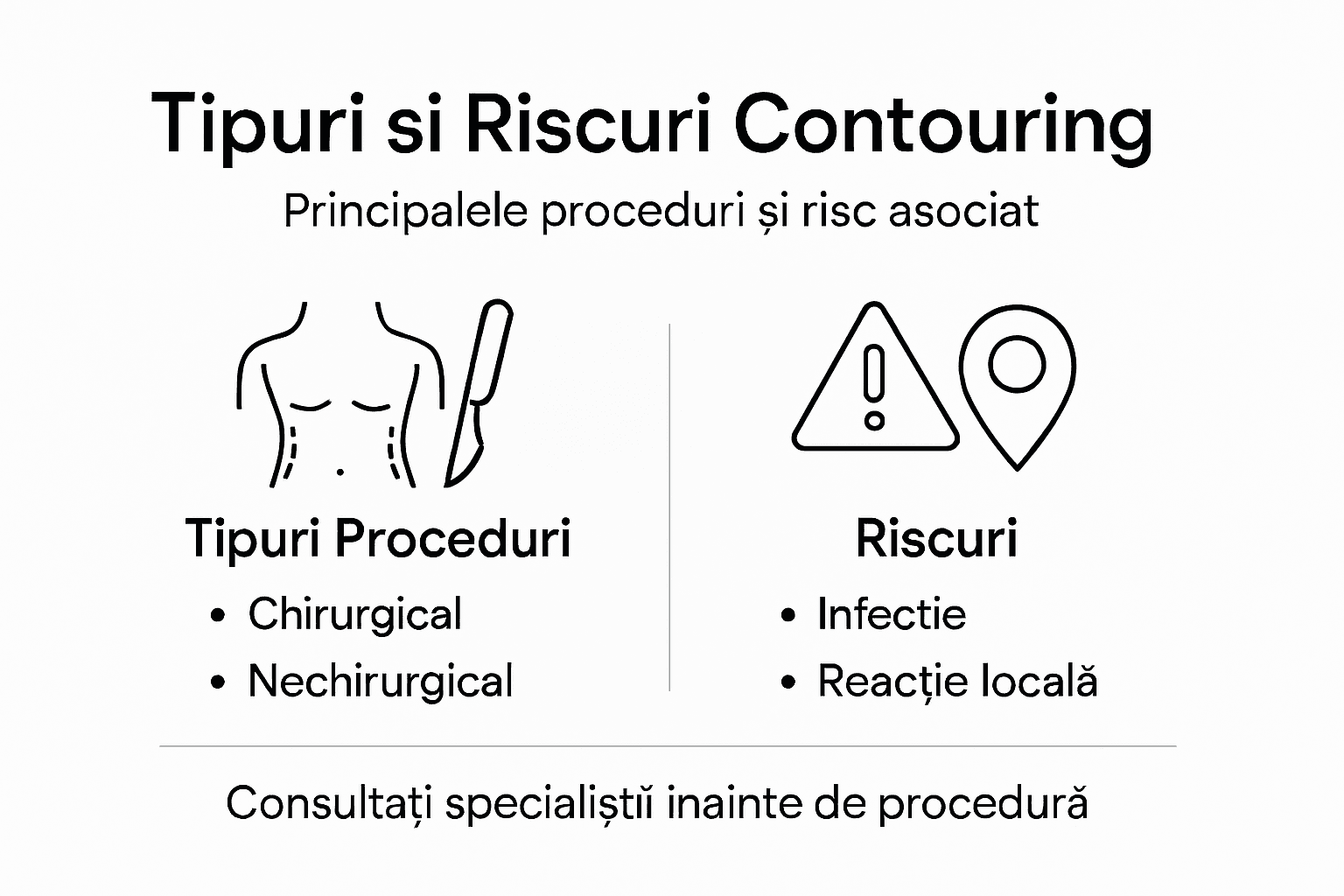 Infografic: metode de remodelare corporală și posibile riscuri