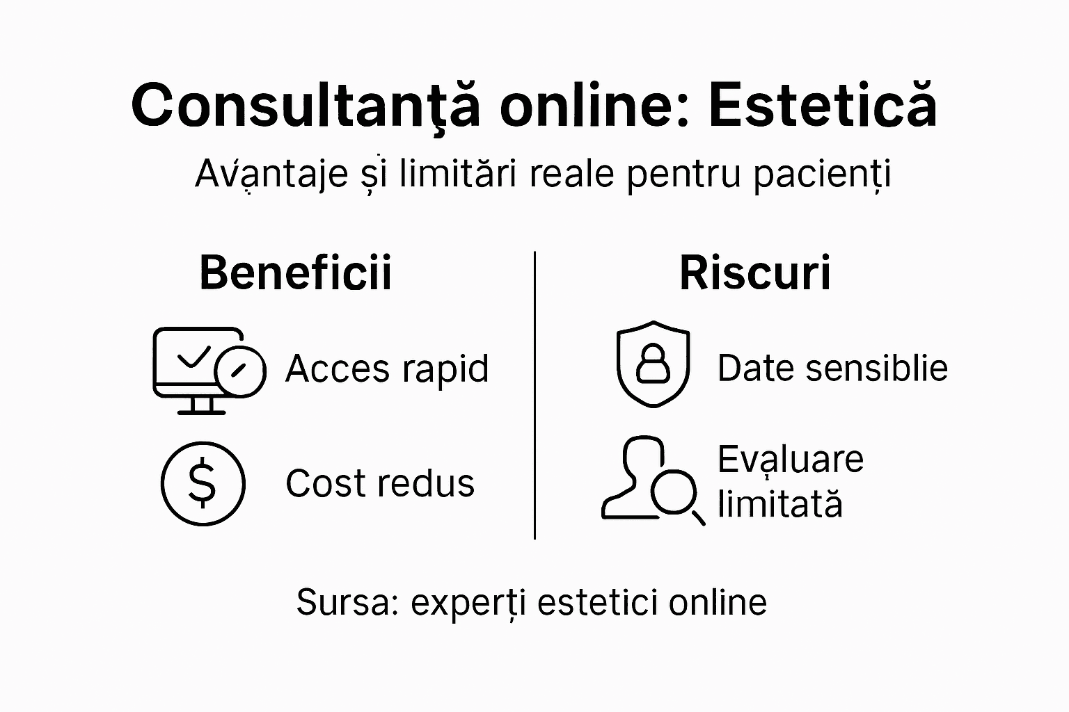 Infografic: avantaje și posibile riscuri ale consultanței estetice