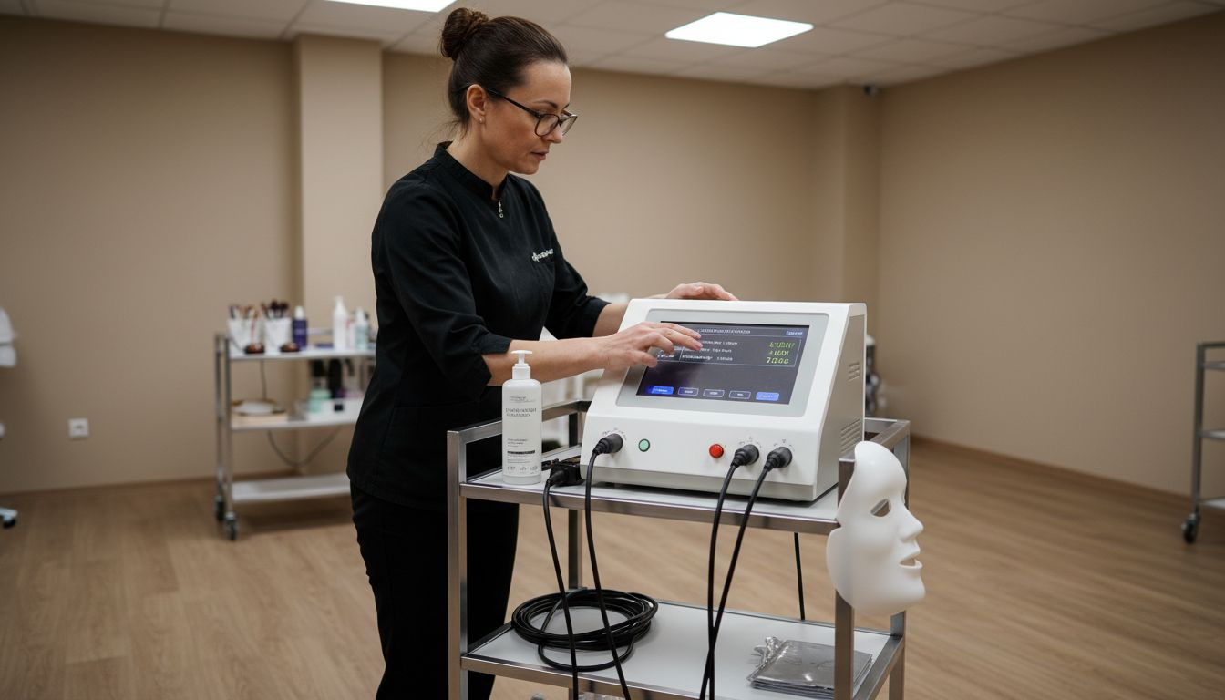 Specialist care reglează setările unui aparat de biostimulare