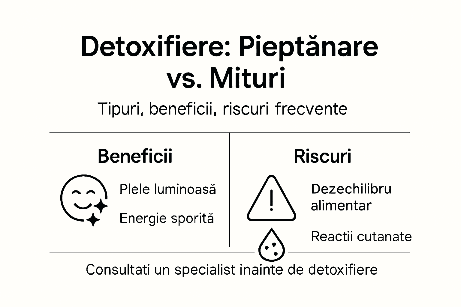 Infografic: ce trebuie să știi despre detoxifiere – tipuri, avantaje și posibile riscuri