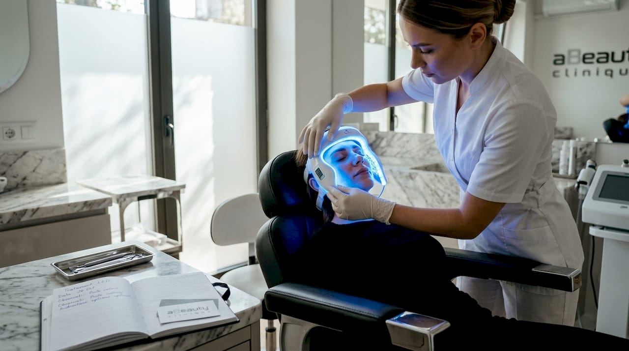 Terapia cu LED efectuată în cabinetul unui specialist
