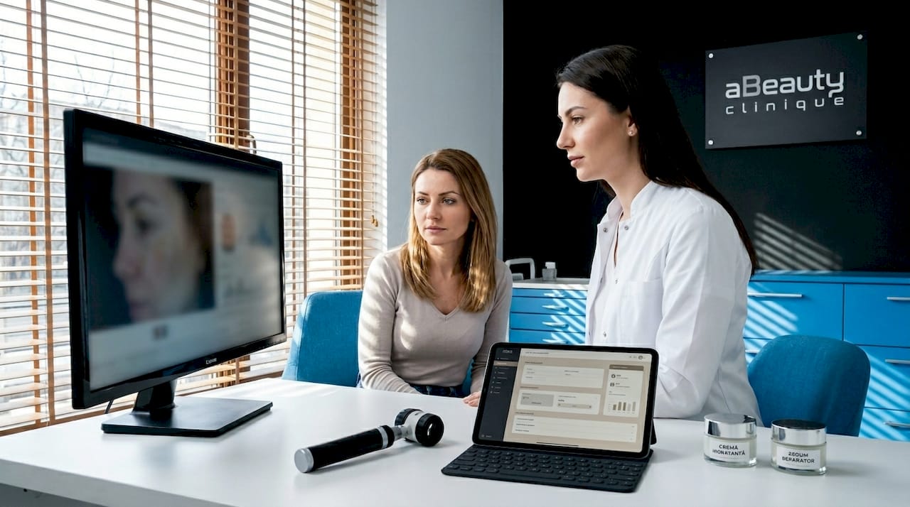 Consultație dermatologică cu analiză digitală a pielii