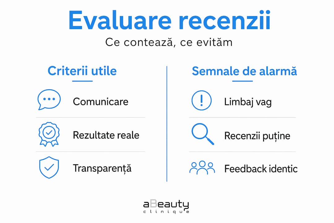 Infografic: diferențele dintre criteriile de evaluare și semnalele de avertizare din recenzii