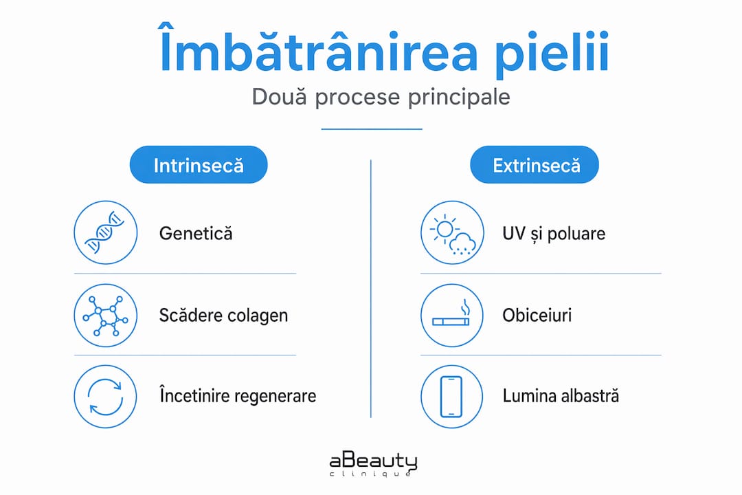Infografic: diferențele dintre cele două tipuri de îmbătrânire a pielii