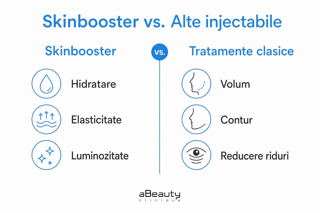 Infografic: diferențe și asemănări între skinbooster și alte proceduri injectabile