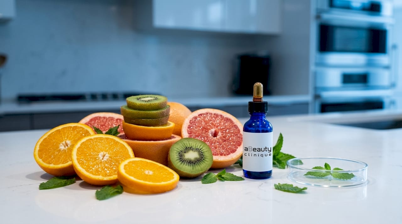 Fructe proaspete și ser cu vitamina C pentru o piele sănătoasă
