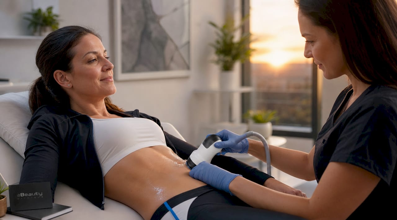 Pacient aflat în timpul unui tratament nechirurgical pentru remodelarea abdomenului