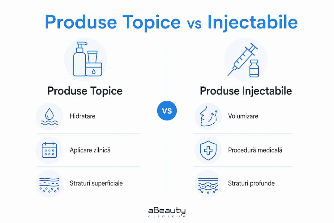 Infografic: diferențe și asemănări între tratamentele topice și cele injectabile