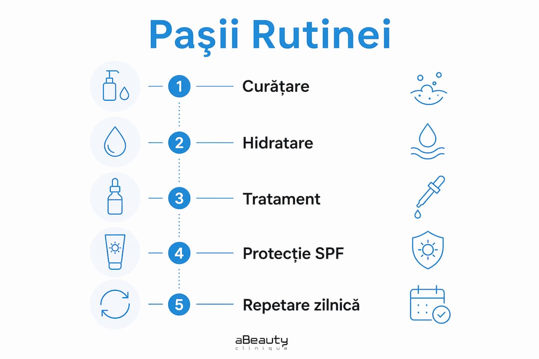 Infografic: cum să-ți organizezi rutina de îngrijire a tenului, pas cu pas