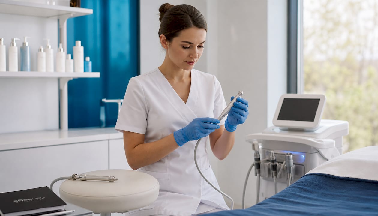 Aparat de microdermabraziune cu capete din diamant și microcristale