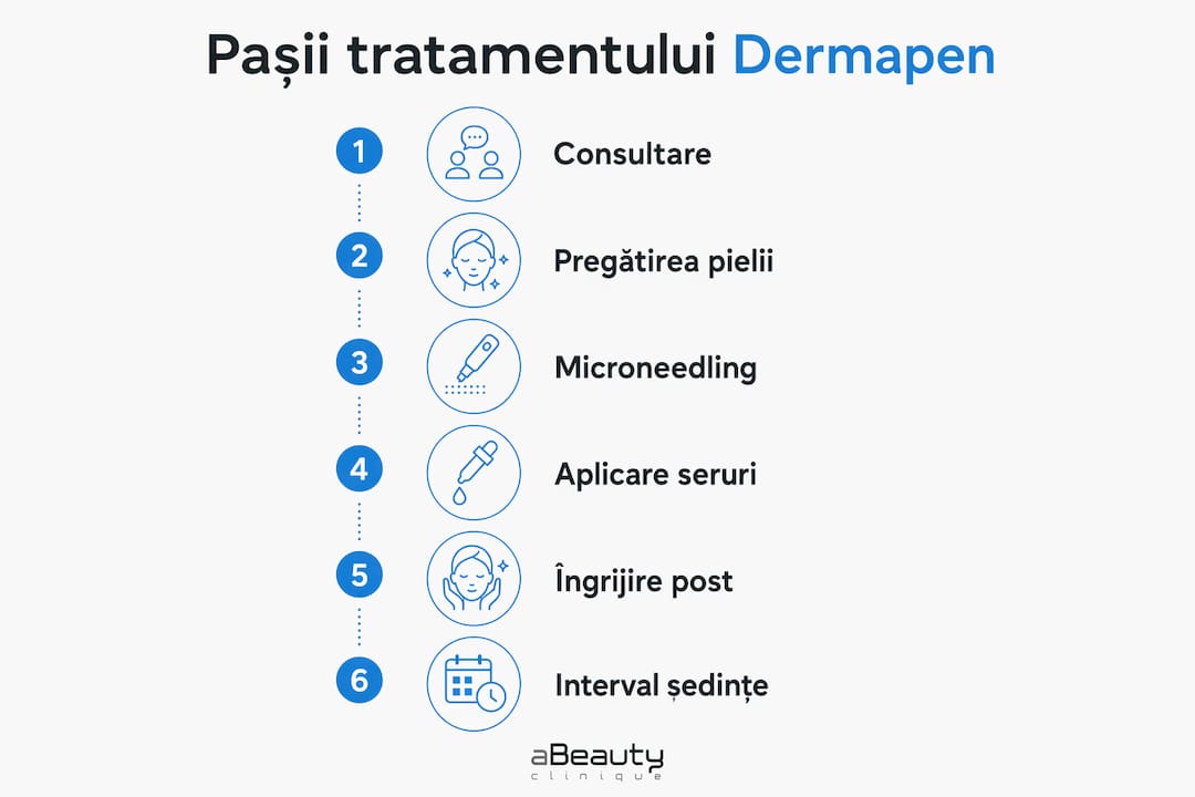 Infografic: etapele tratamentului cu Dermapen