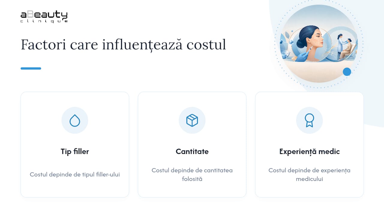 Prezentare a principalilor factori care influențează costul fillerelor pentru șanțurile nazolabiale
