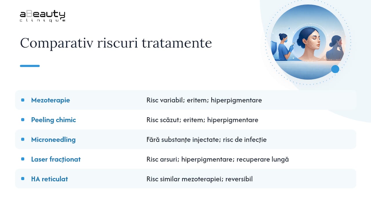 Grafic comparativ al tratamentelor pentru rejuvenarea pielii feței
