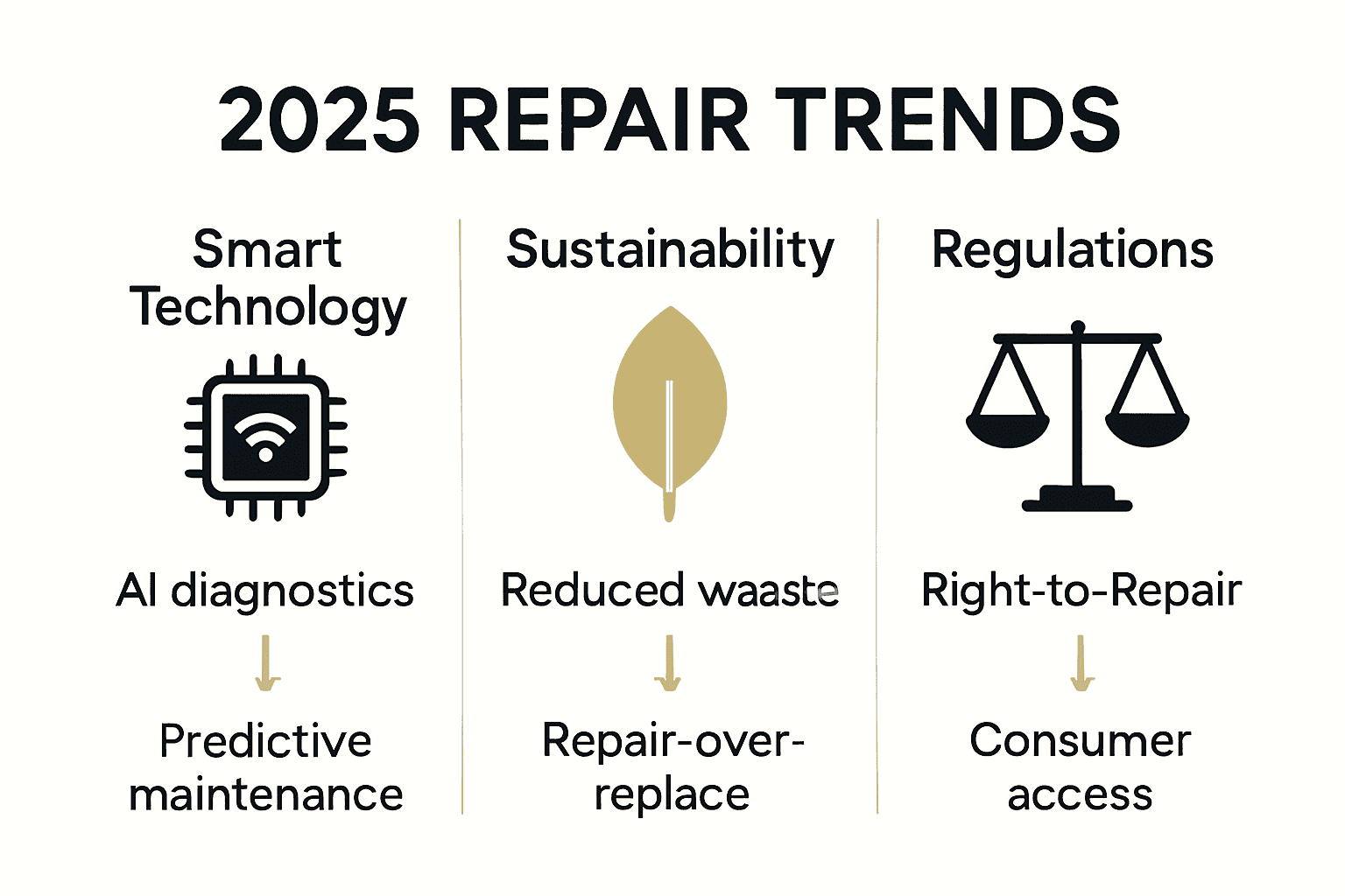 Infographic comparing key appliance repair trends for 2025