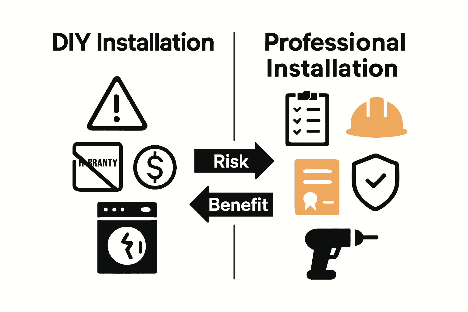 Complete Guide to the Role of Appliance Installation Infographic comparing DIY vs professional appliance installation risks and benefits