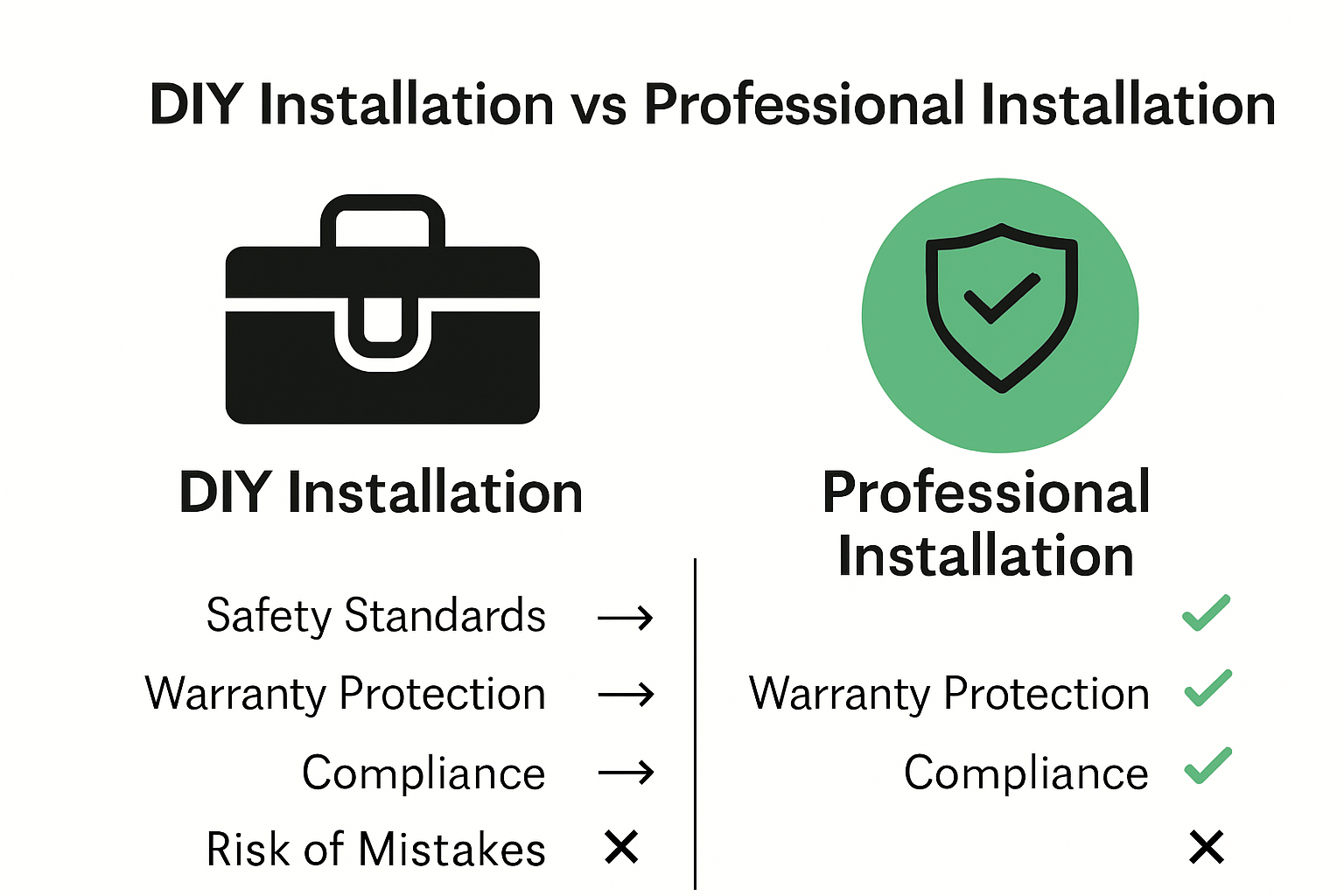 Infographic comparing professional vs DIY appliance installation.