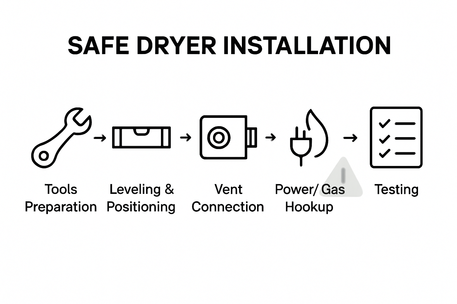 Infographic showing safe dryer installation steps