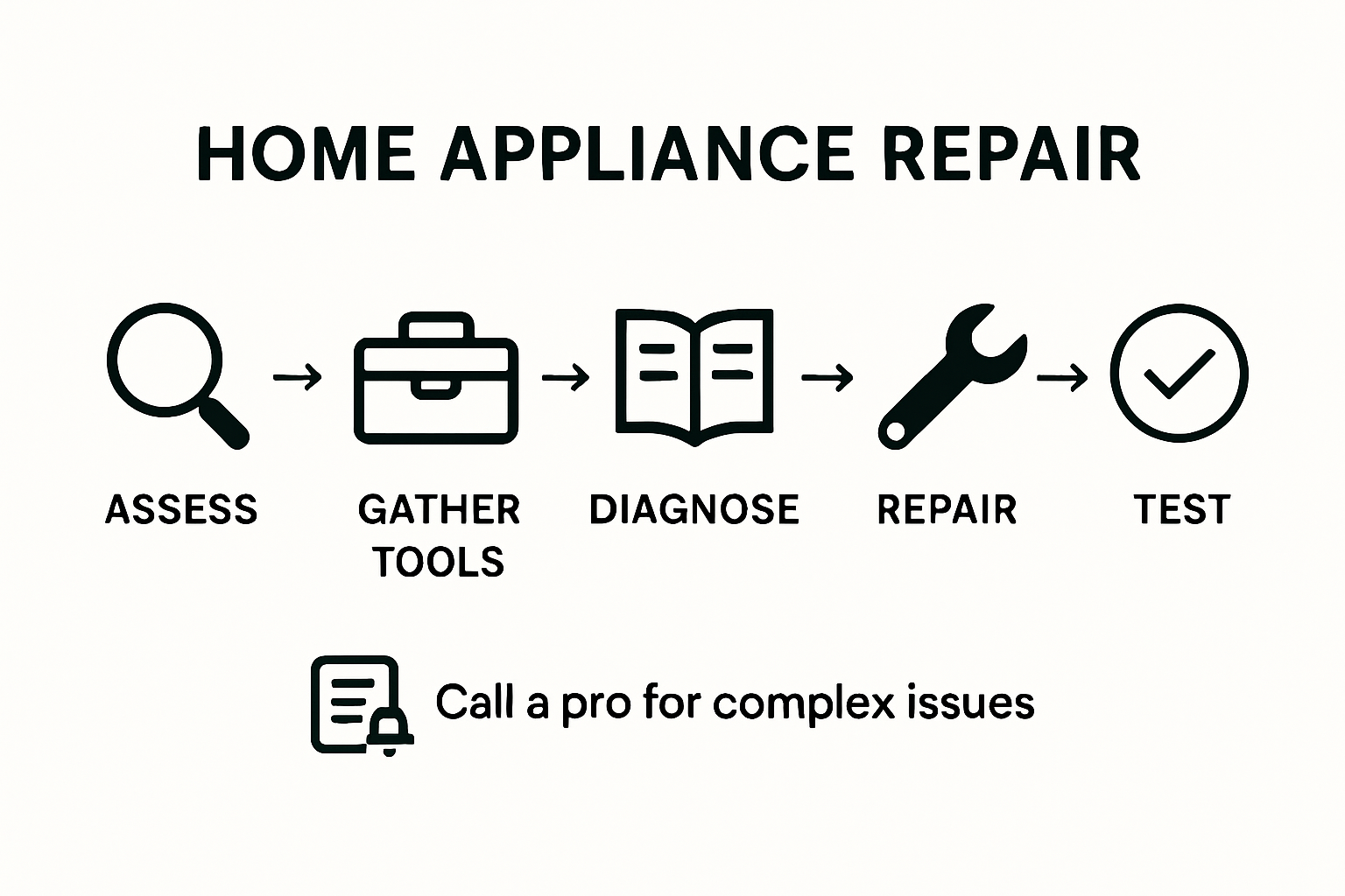 Infographic illustrating appliance repair process steps